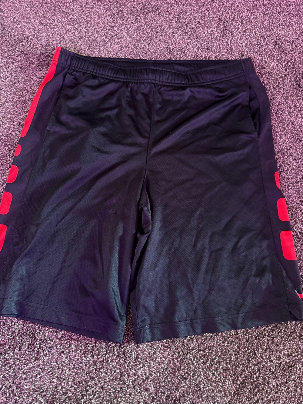 Men's Nike Black Athletic Shorts with Red Side Accents